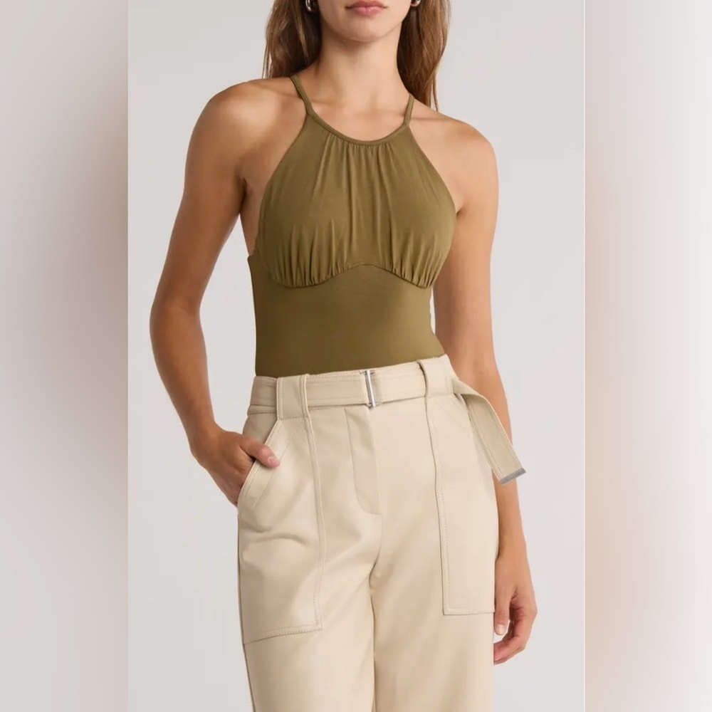 NWOT JONATHAN SIMKHAI ELARA CLEAN STRETCH JERSEY BODYSUIT, SIZE S